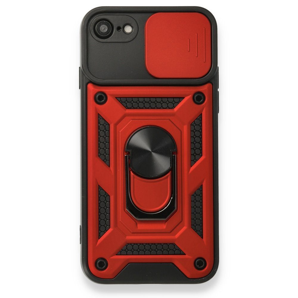 CLZ942 İphone 8 Kılıf Pars Lens Yüzüklü Silikon - Ürün Rengi : Kırmızı