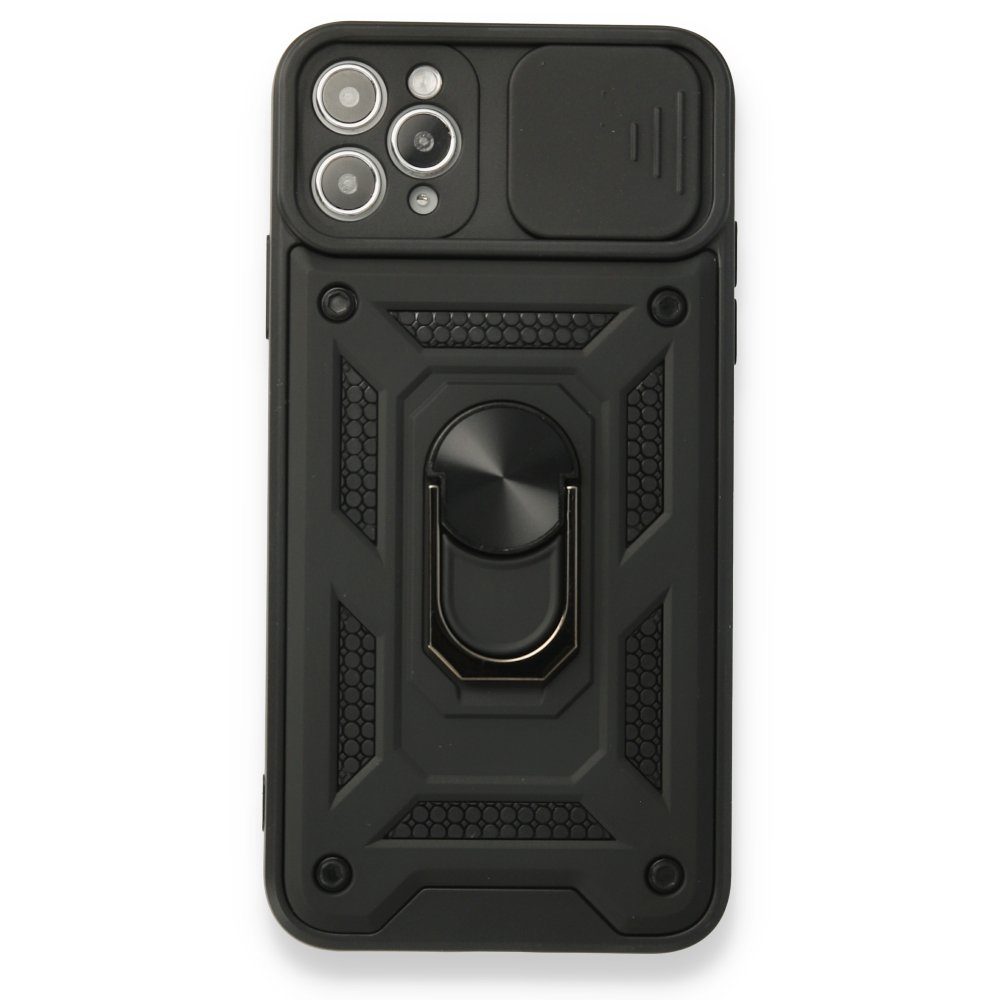 CLZ942 İphone 11 Pro Max Kılıf Pars Lens Yüzüklü Silikon - Ürün Rengi : Siyah