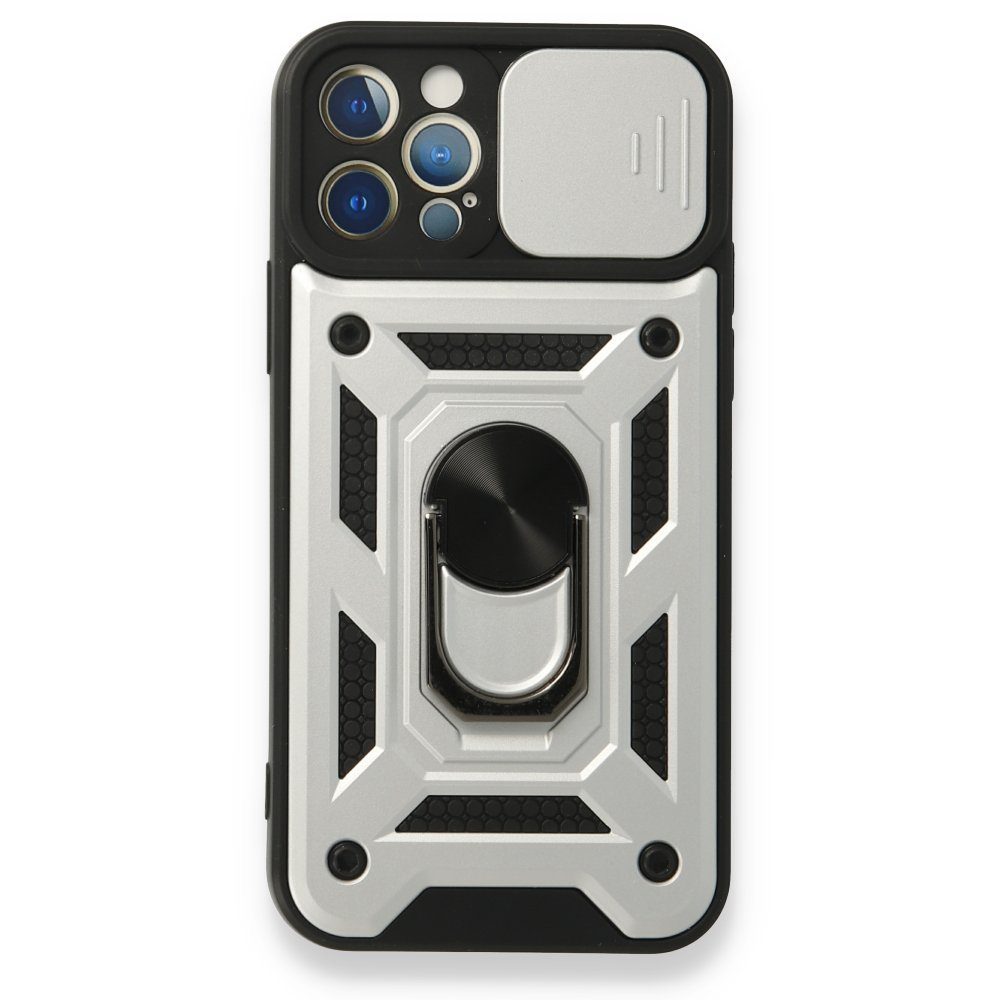 CLZ942 İphone 12 Pro Kılıf Pars Lens Yüzüklü Silikon - Ürün Rengi : Siyah