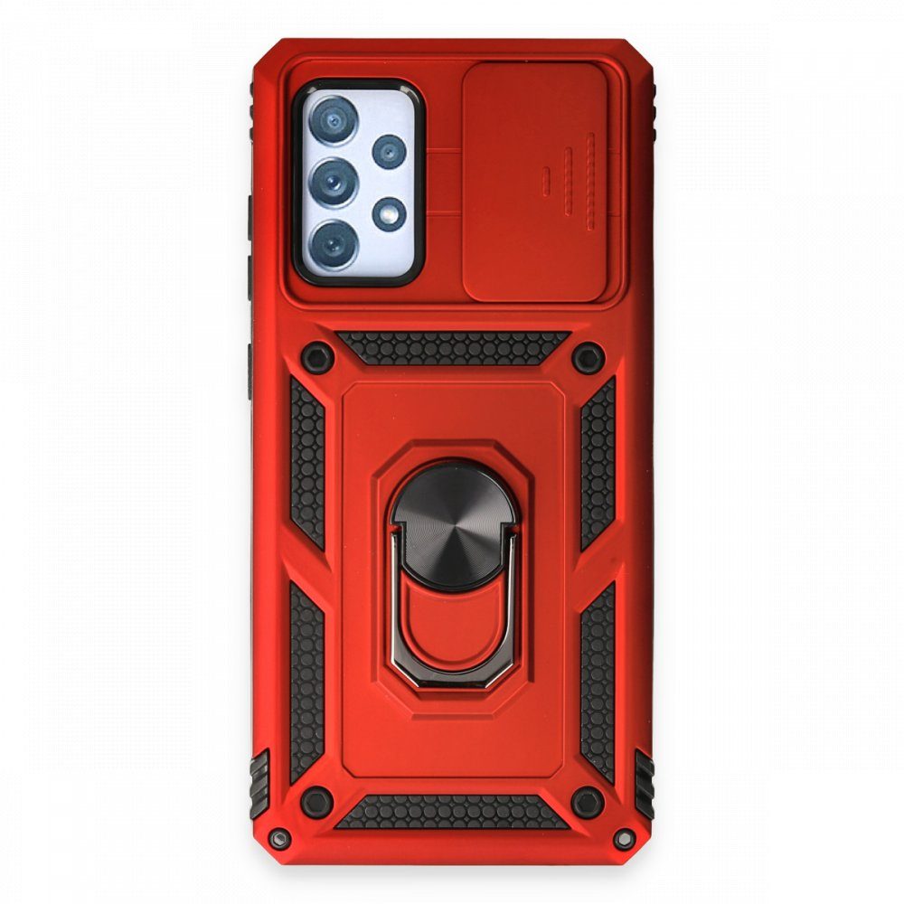 CLZ942 Samsung Galaxy A52 Kılıf Pars Lens Yüzüklü Silikon - Ürün Rengi : Kırmızı