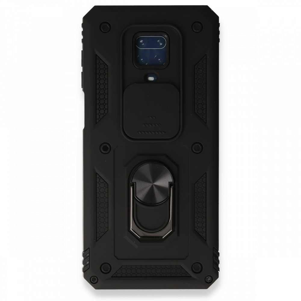 CLZ942 Xiaomi Redmi Note 9s Kılıf Pars Lens Yüzüklü Silikon - Ürün Rengi : Siyah