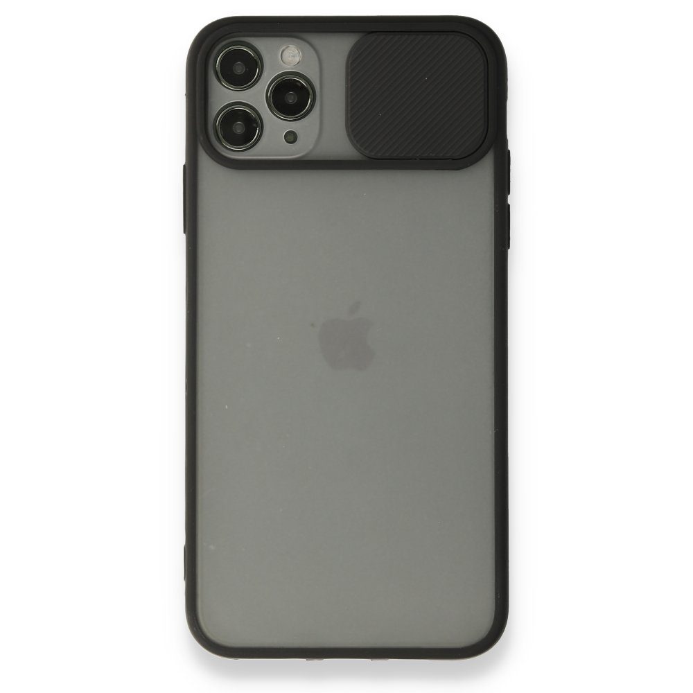 CLZ942 İphone 11 Pro Max Kılıf Palm Buzlu Kamera Sürgülü Silikon - Ürün Rengi : Siyah