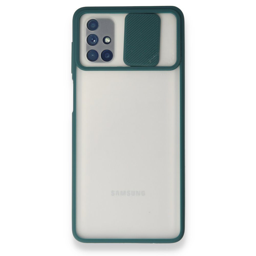 CLZ942 Samsung Galaxy M51 Kılıf Palm Buzlu Kamera Sürgülü Silikon - Ürün Rengi : Yeşil