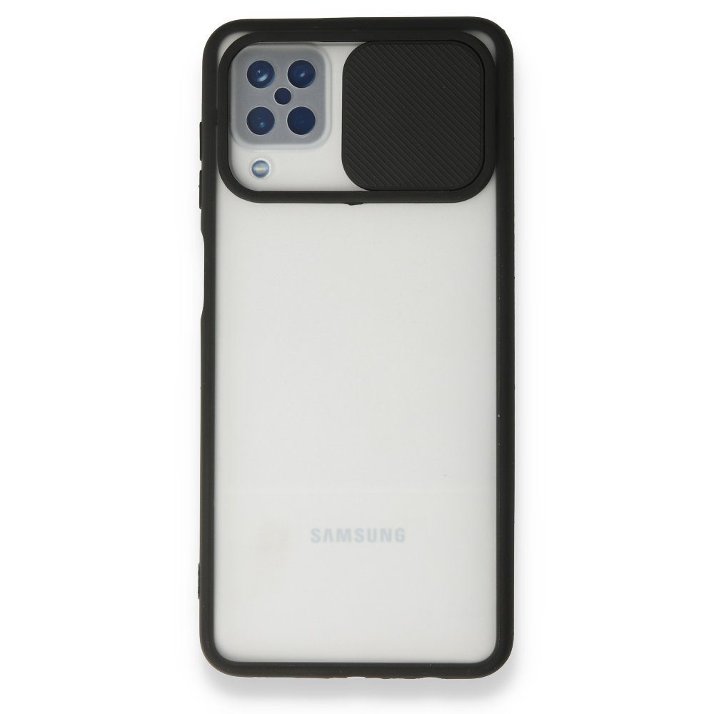 CLZ942 Samsung Galaxy A12 Kılıf Palm Buzlu Kamera Sürgülü Silikon - Ürün Rengi : Sarı