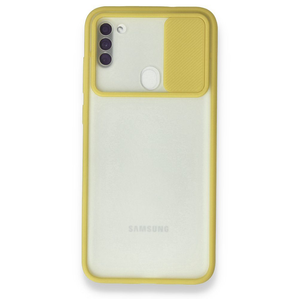CLZ942 Samsung Galaxy M11 Kılıf Palm Buzlu Kamera Sürgülü Silikon - Ürün Rengi : Lila