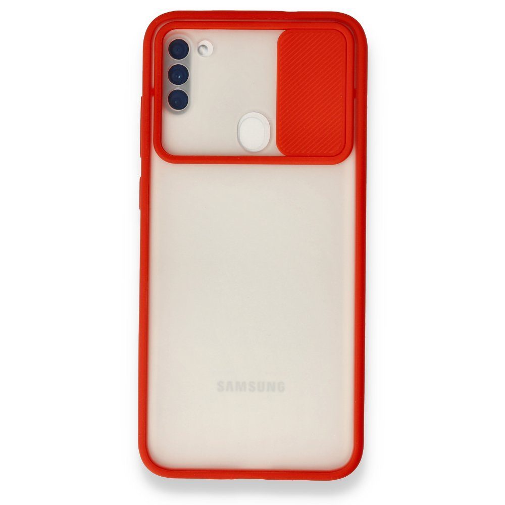 CLZ942 Samsung Galaxy M11 Kılıf Palm Buzlu Kamera Sürgülü Silikon - Ürün Rengi : Lila