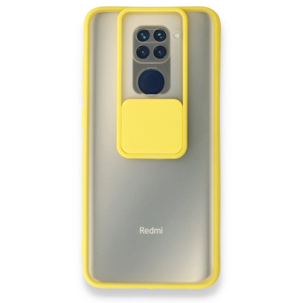 CLZ942 Xiaomi Redmi Note 9 Kılıf Palm Buzlu Kamera Sürgülü Silikon - Ürün Rengi : Sarı