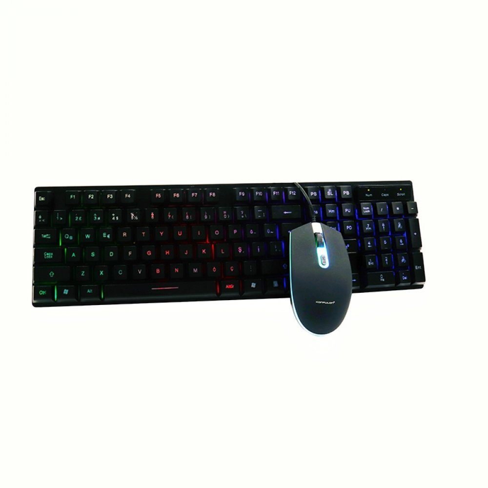 CLZ942 Km99 Türkçe Q Rgb Işıklı Gaming Klavye Mouse Set - Ürün Rengi : Siyah