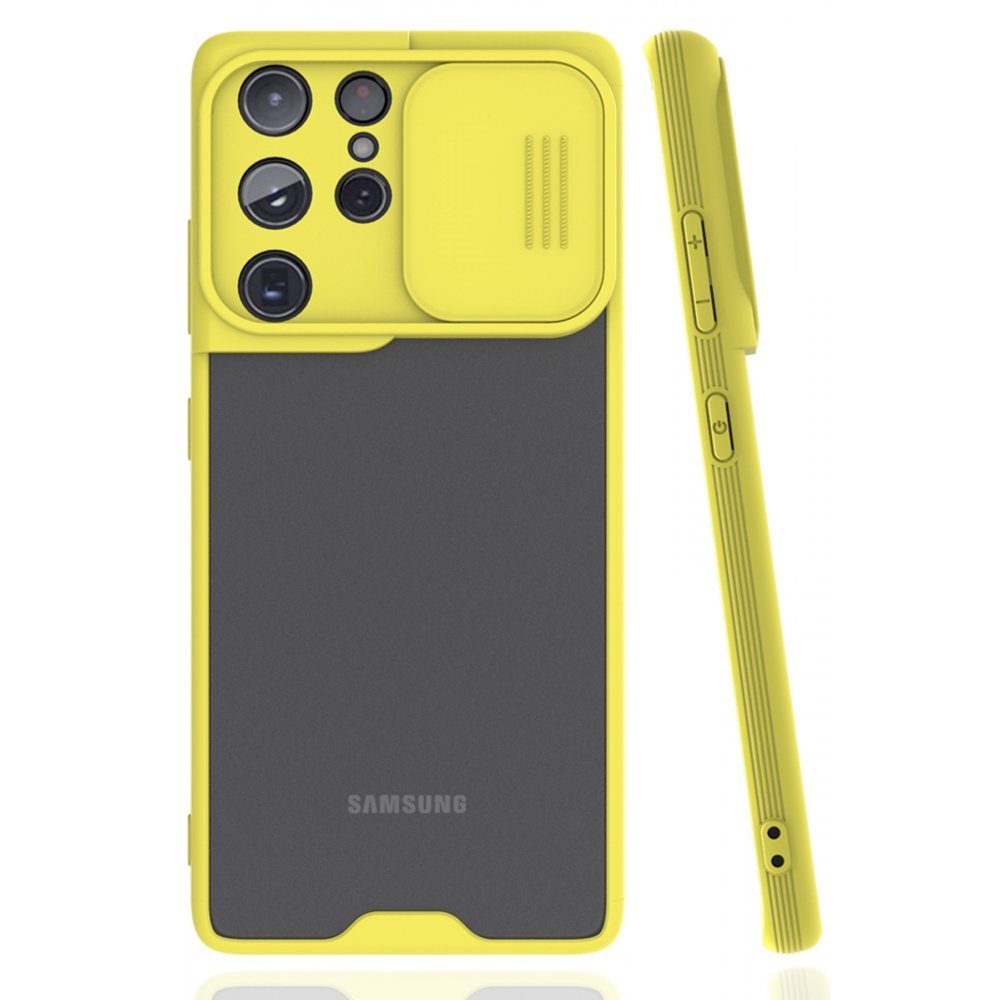 CLZ942 Samsung Galaxy S21 Ultra Kılıf Platin Kamera Koruma Silikon - Ürün Rengi : Pembe