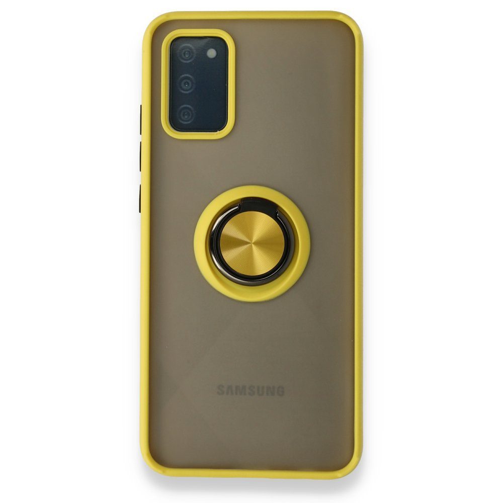 CLZ942 Samsung Galaxy A02s Kılıf Montreal Yüzüklü Silikon Kapak - Ürün Rengi : Sarı