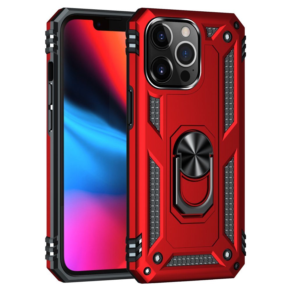 CLZ942 İphone 13 Pro Max Kılıf Sofya Yüzüklü Silikon Kapak - Ürün Rengi : Kırmızı