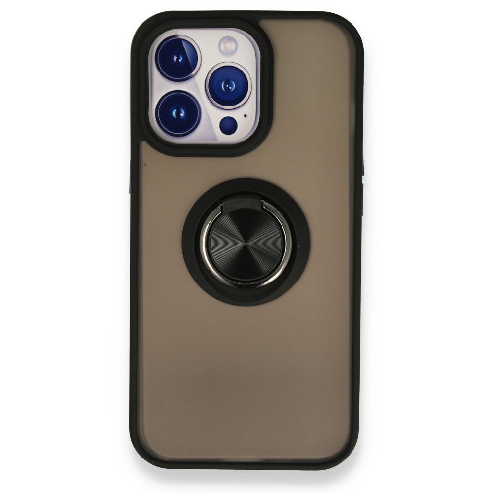 CLZ942 İphone 13 Pro Max Kılıf Montreal Yüzüklü Silikon Kapak - Ürün Rengi : Siyah