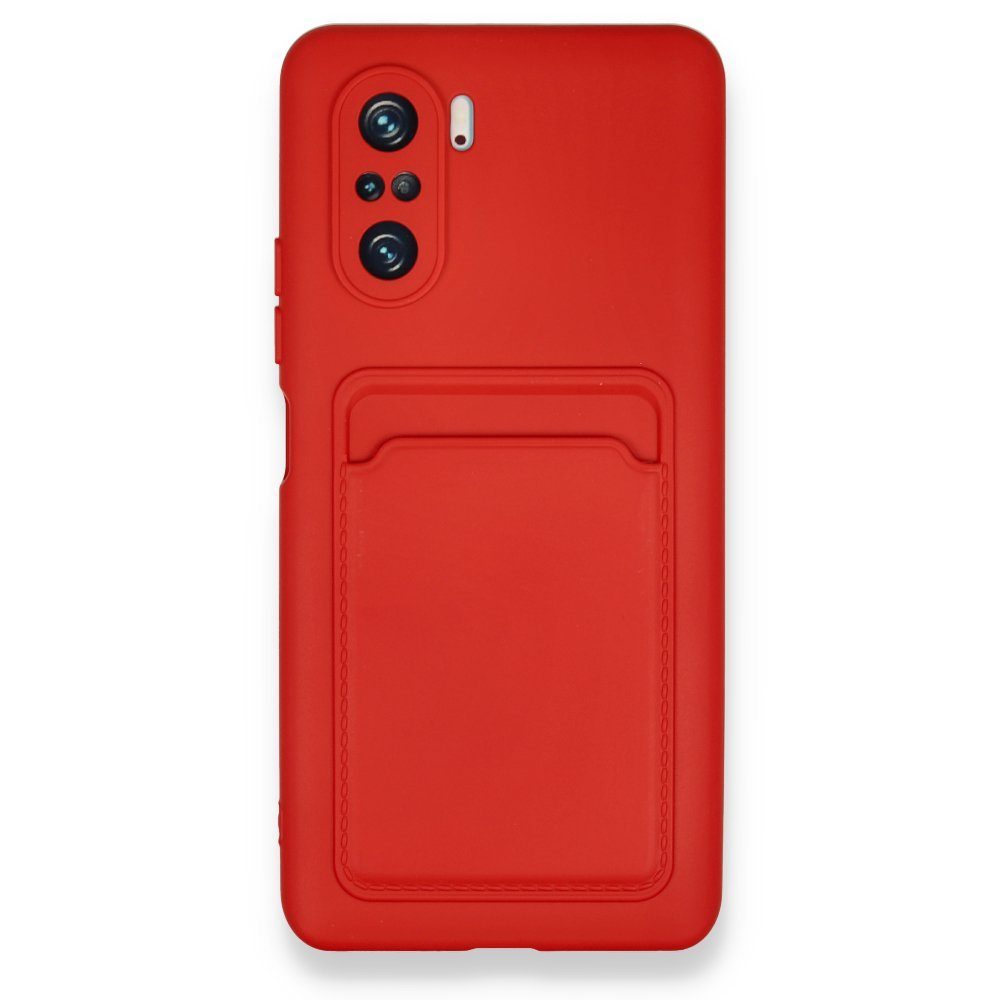 CLZ942 Xiaomi Redmi K40 Kılıf Kelvin Kartvizitli Silikon - Ürün Rengi : Kırmızı