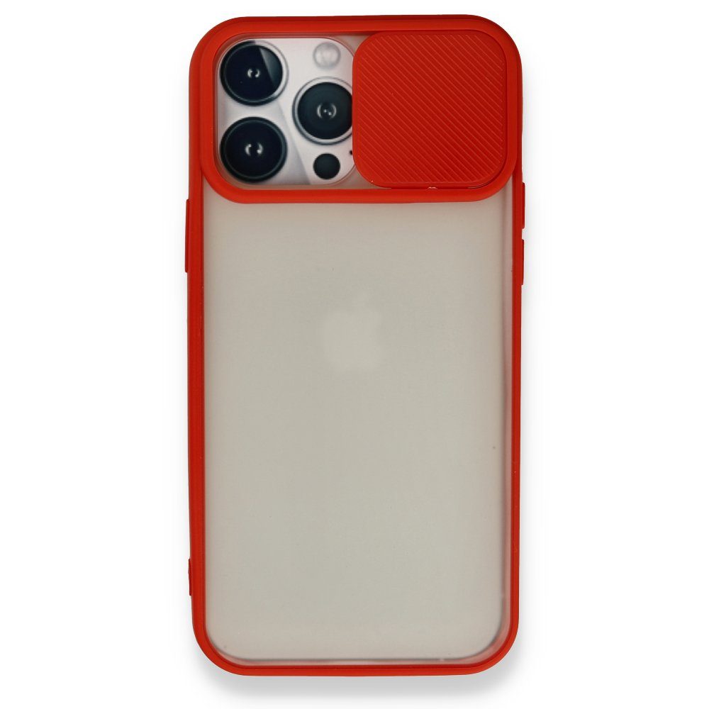 CLZ942 İphone 13 Pro Max Kılıf Palm Buzlu Kamera Sürgülü Silikon - Ürün Rengi : Kırmızı