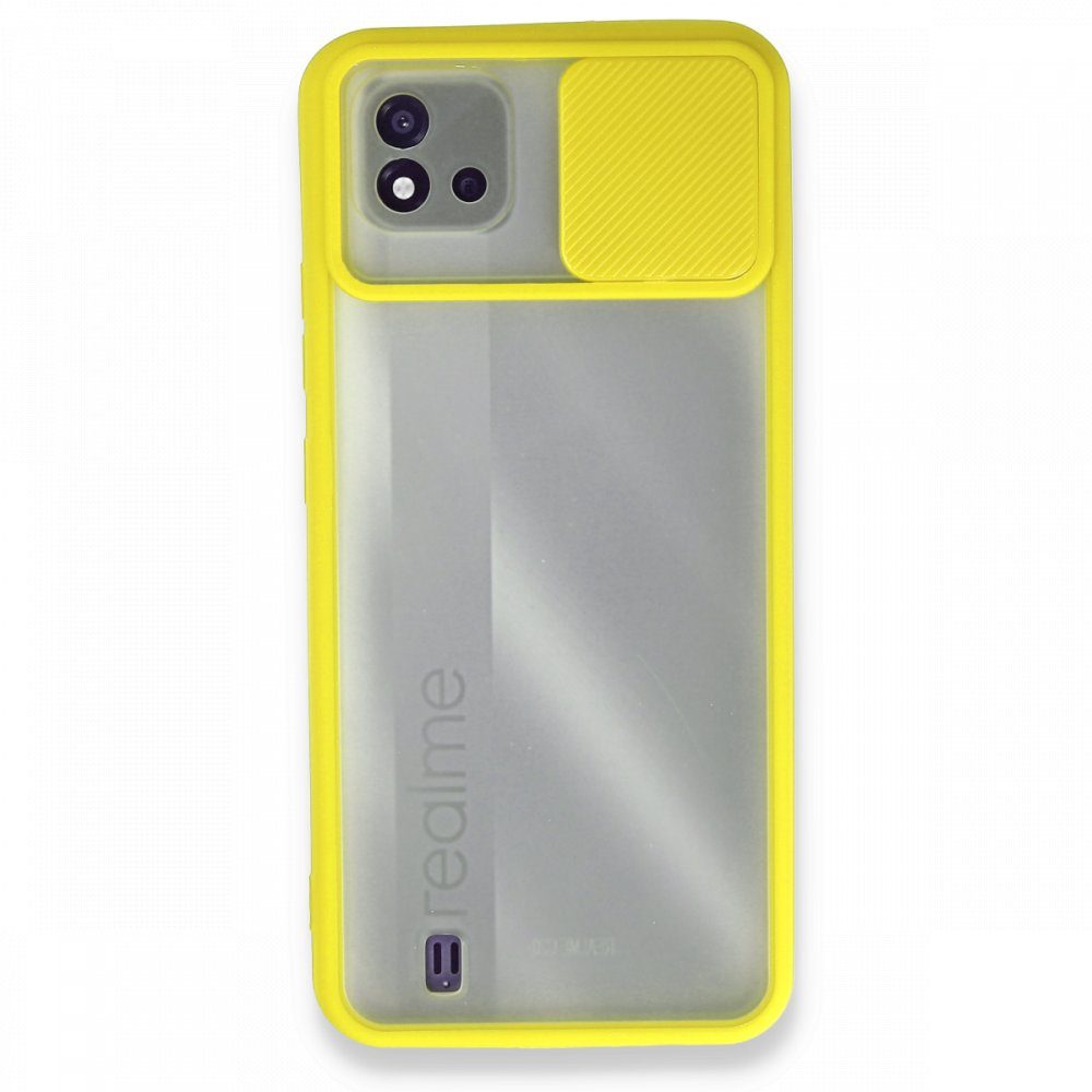 CLZ942 Realme C11 2021 Kılıf Palm Buzlu Kamera Sürgülü Silikon - Ürün Rengi : Sarı