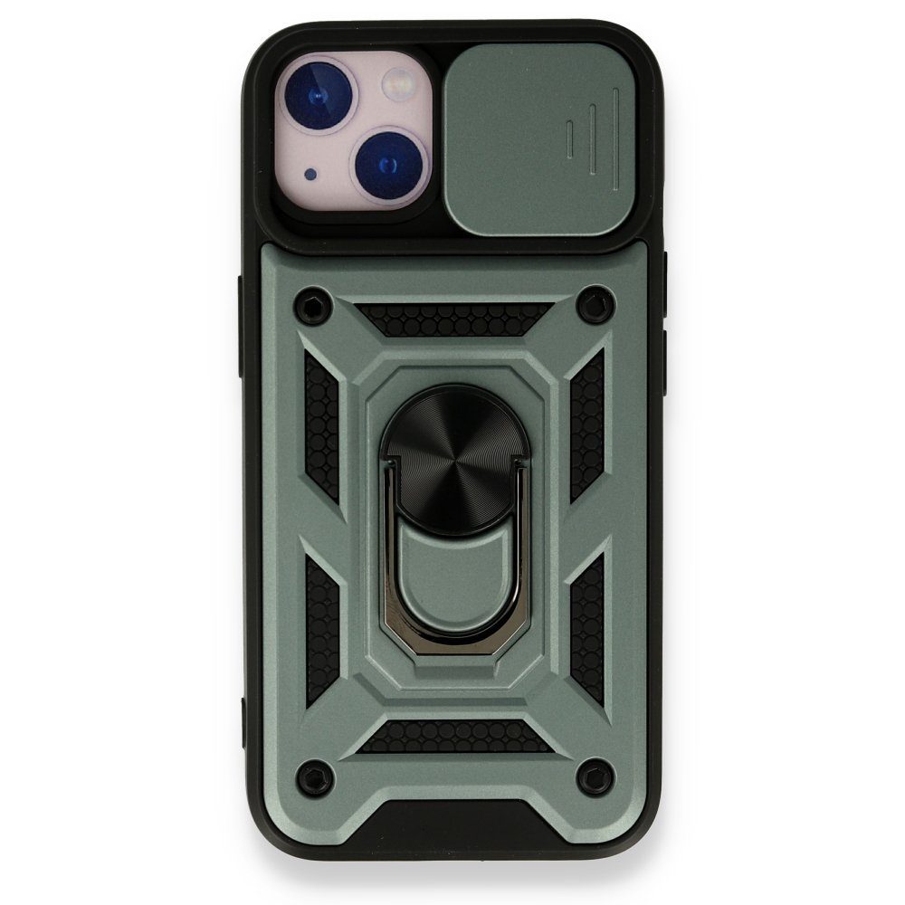 CLZ942 İphone 13 Kılıf Pars Lens Yüzüklü Silikon - Ürün Rengi : Yeşil