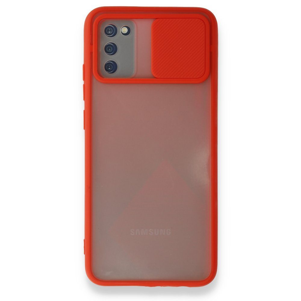 CLZ942 Samsung Galaxy A03s Kılıf Palm Buzlu Kamera Sürgülü Silikon - Ürün Rengi : Kırmızı