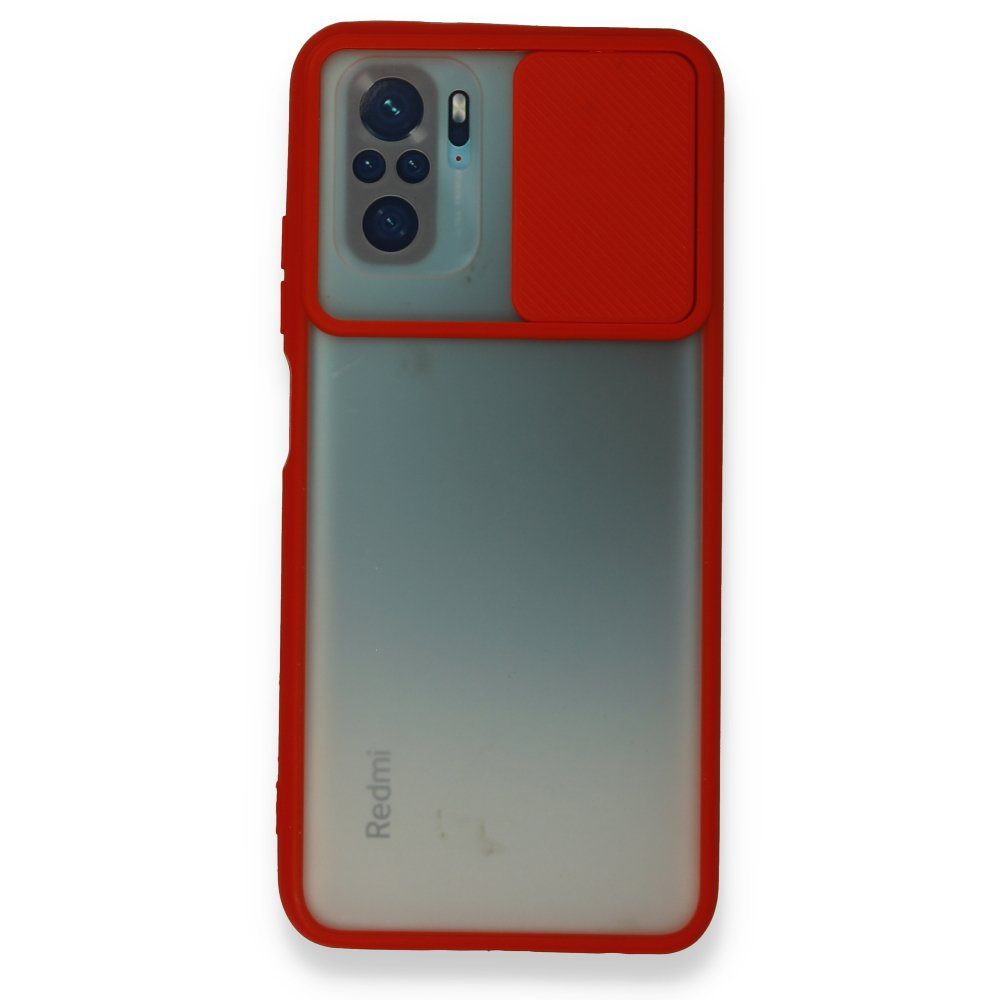 CLZ942 Xiaomi Redmi Note 10s Kılıf Palm Buzlu Kamera Sürgülü Silikon - Ürün Rengi : Kırmızı