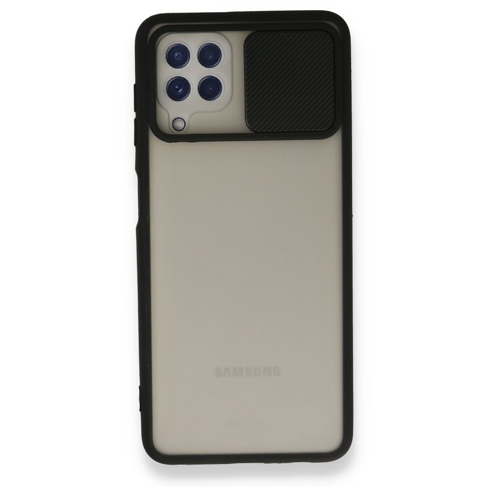 CLZ942 Samsung Galaxy M22 Kılıf Palm Buzlu Kamera Sürgülü Silikon - Ürün Rengi : Lila