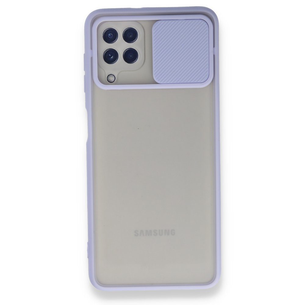 CLZ942 Samsung Galaxy M22 Kılıf Palm Buzlu Kamera Sürgülü Silikon - Ürün Rengi : Siyah