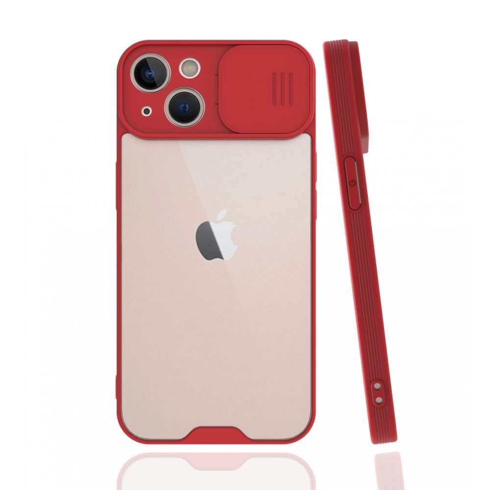 CLZ942 İphone 13 Mini Kılıf Platin Kamera Koruma Silikon - Ürün Rengi : Kırmızı