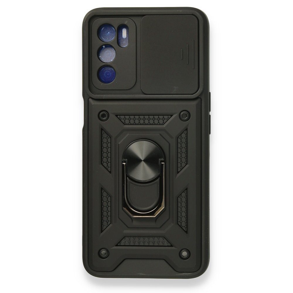 CLZ942 Oppo A16 Kılıf Pars Lens Yüzüklü Silikon - Ürün Rengi : Siyah