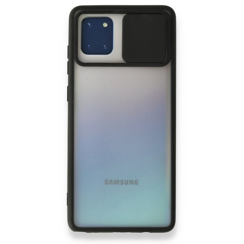 CLZ942 Samsung Galaxy A81 / Note 10 Lite Kılıf Palm Buzlu Kamera Sürgülü Silikon - Ürün Rengi : Lacivert