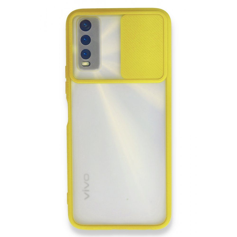 CLZ942 Vivo Y20 Kılıf Palm Buzlu Kamera Sürgülü Silikon - Ürün Rengi : Sarı