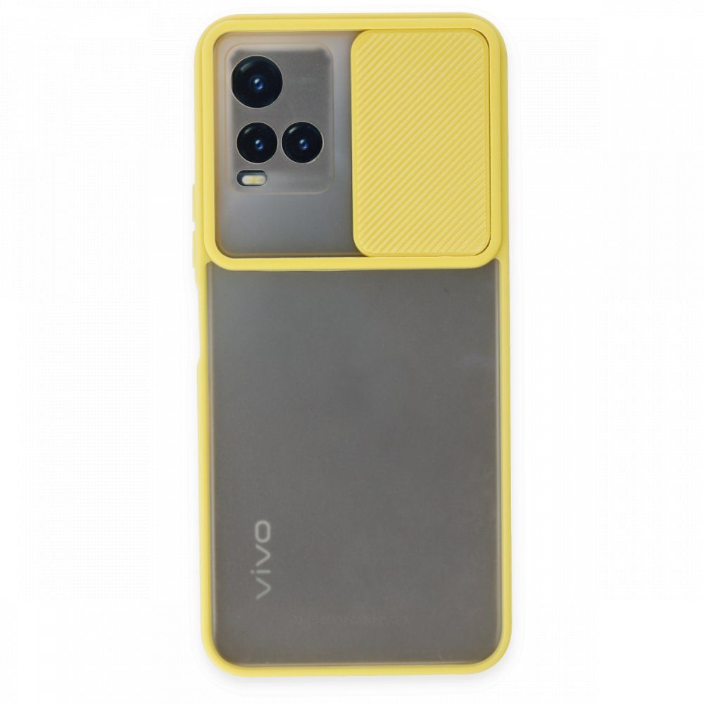 CLZ942 Vivo Y21 Kılıf Palm Buzlu Kamera Sürgülü Silikon - Ürün Rengi : Sarı