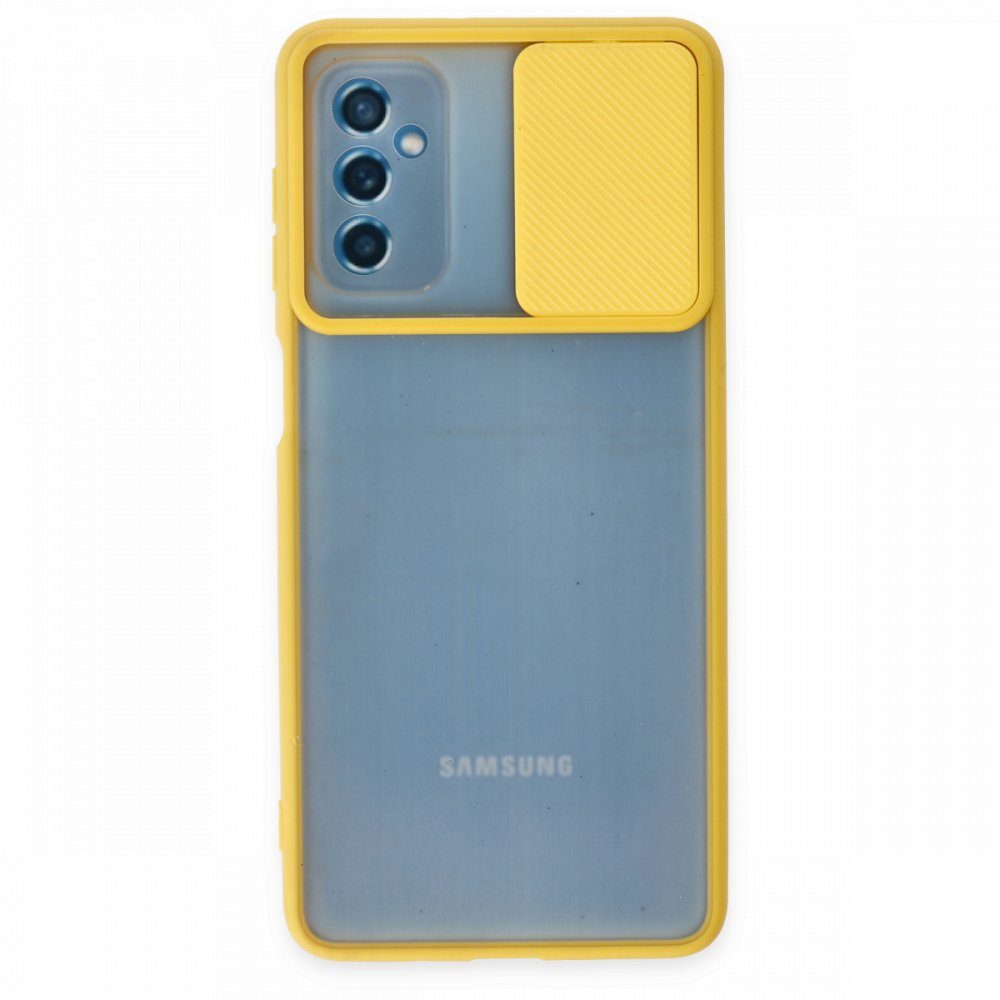 CLZ942 Samsung Galaxy M52 5g Kılıf Palm Buzlu Kamera Sürgülü Silikon - Ürün Rengi : Lila