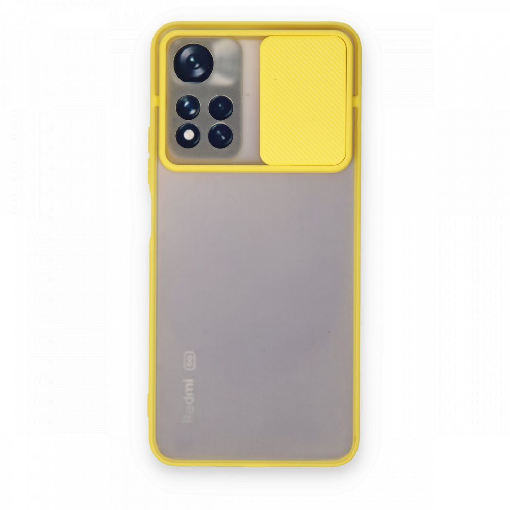 CLZ942 Xiaomi Redmi Note 11t Kılıf Palm Buzlu Kamera Sürgülü Silikon - Ürün Rengi : Sarı