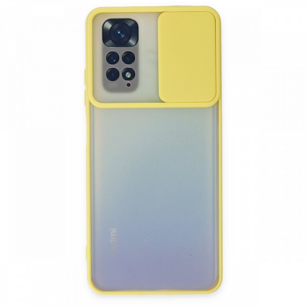 CLZ942 Xiaomi Redmi Note 11 Kılıf Palm Buzlu Kamera Sürgülü Silikon - Ürün Rengi : Sarı