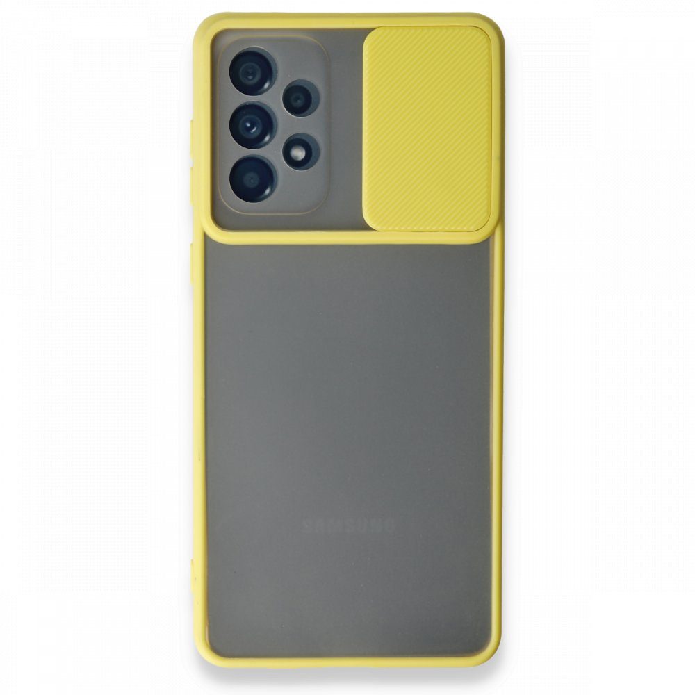 CLZ942 Samsung Galaxy A73 5g Kılıf Palm Buzlu Kamera Sürgülü Silikon - Ürün Rengi : Sarı