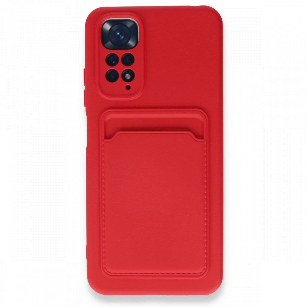 CLZ942 Xiaomi Redmi Note 11 Kılıf Kelvin Kartvizitli Silikon - Ürün Rengi : Kırmızı