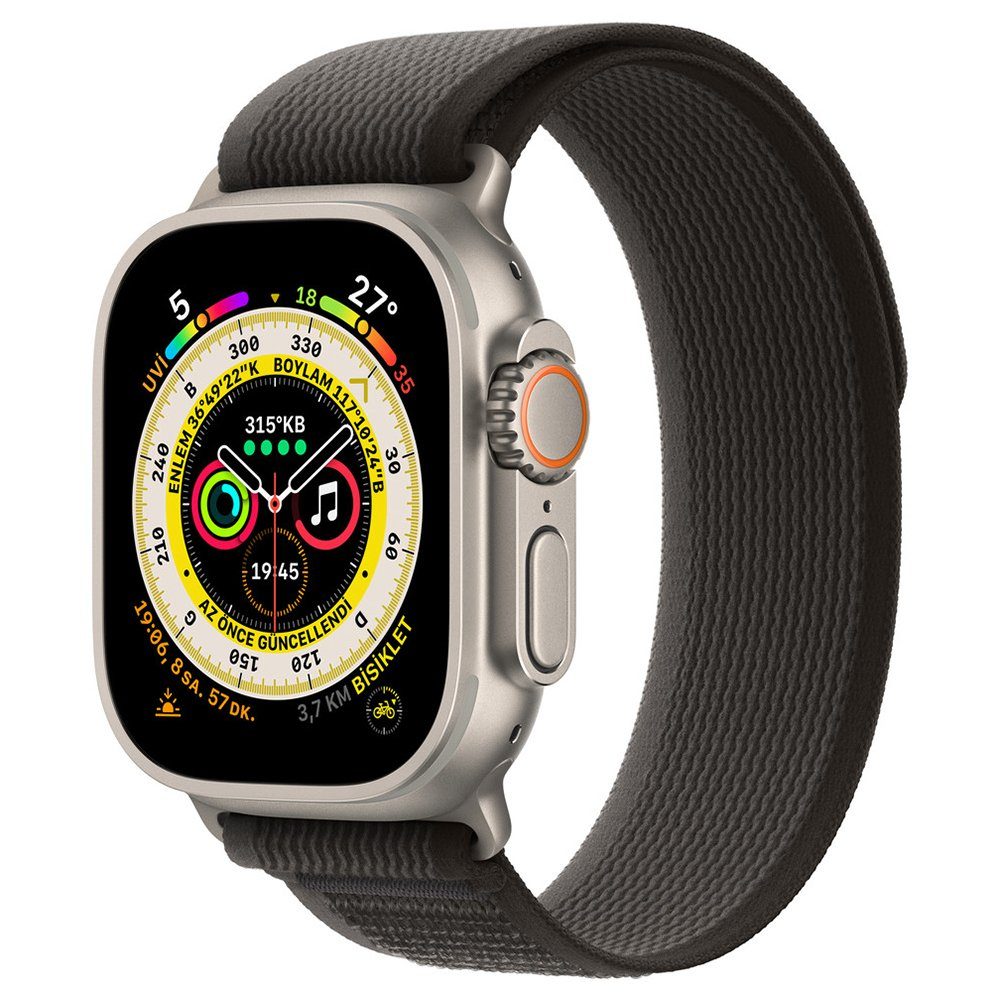 CLZ942 Apple Watch 44mm Trail Kordon - Ürün Rengi : Siyah-Gri