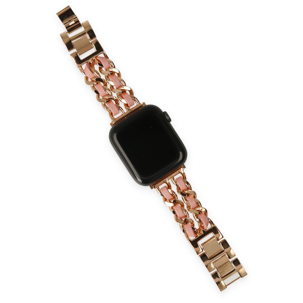 CLZ942 Apple Watch 40mm Kr405 Metal Bakla Kordon - Ürün Rengi : Pembe