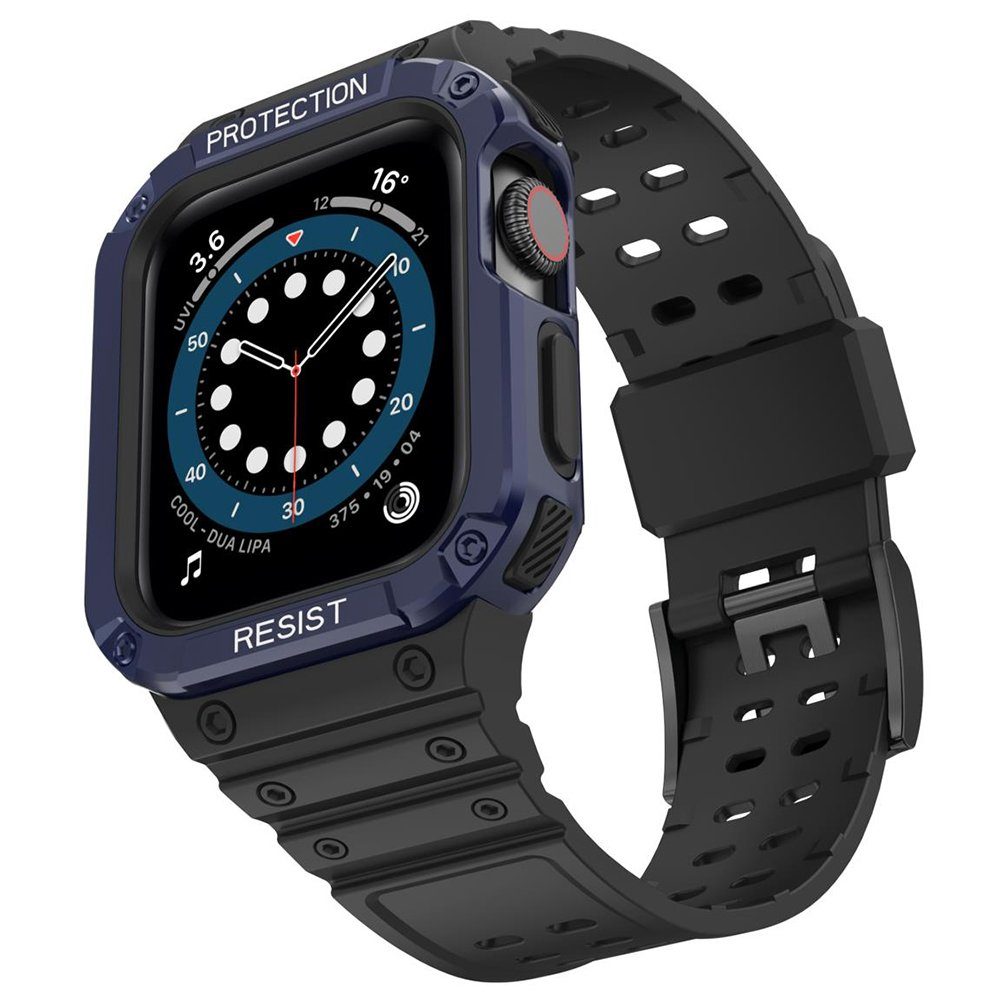 CLZ942 Apple Watch 44mm Kr401 Silikon Kordon - Ürün Rengi : Siyah-Mavi