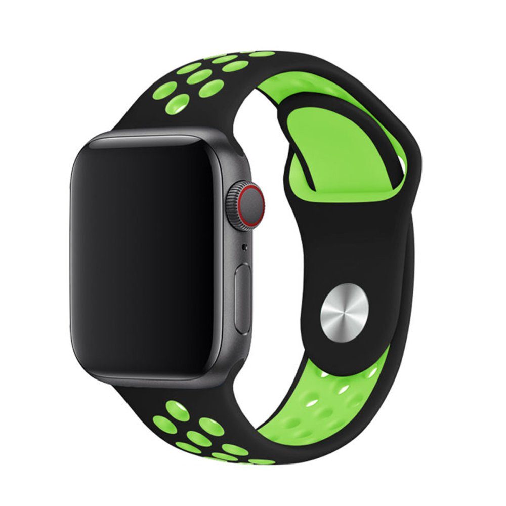 CLZ942 Apple Watch 44mm Spor Delikli Kordon - Ürün Rengi : Mor-Yeşil