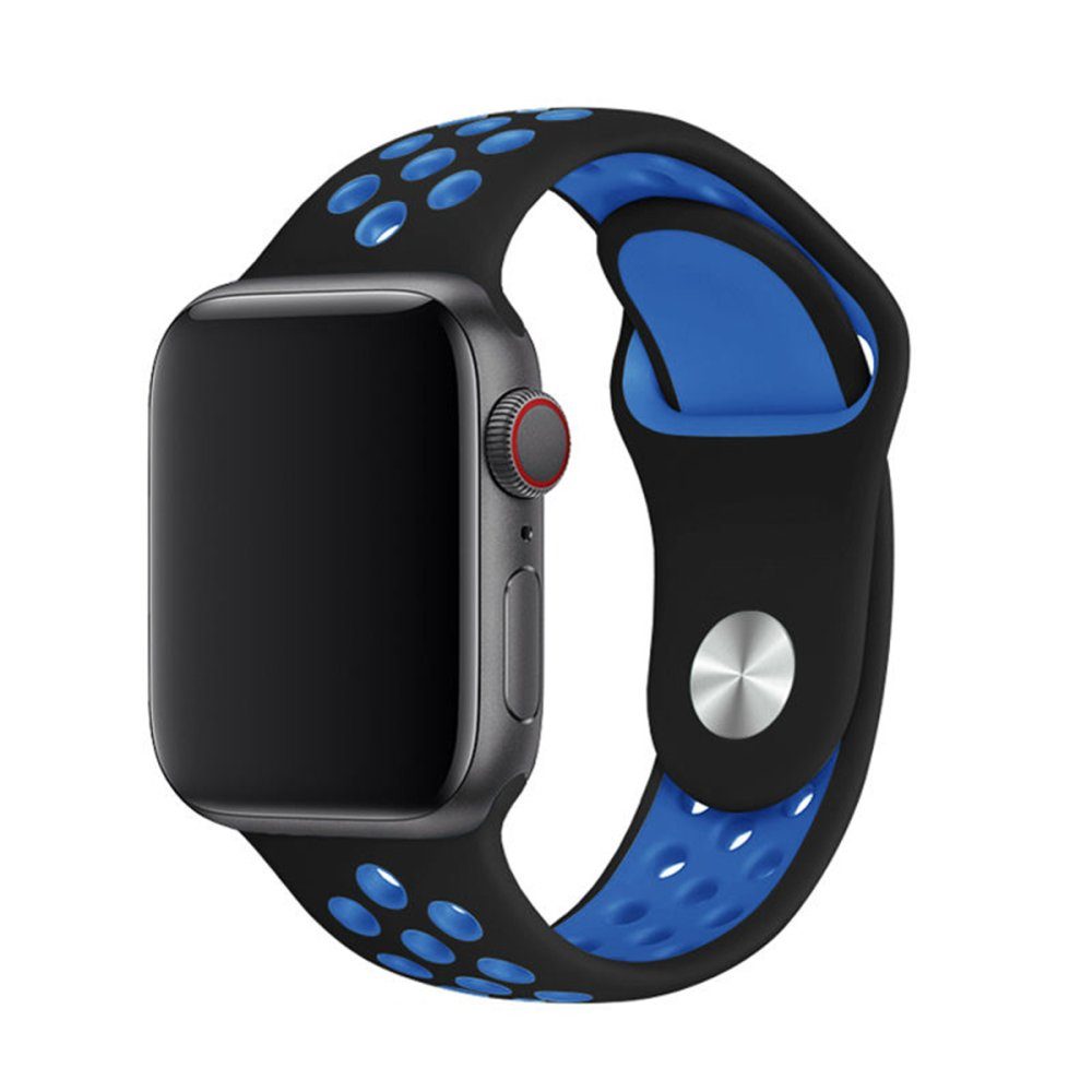 CLZ942 Apple Watch 38mm Spor Delikli Kordon - Ürün Rengi : Siyah-Mavi