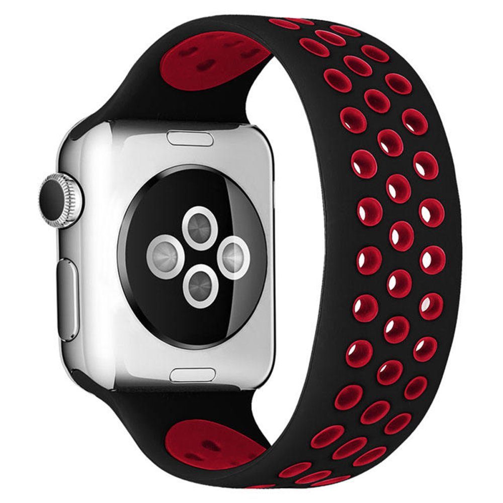 CLZ942 Apple Watch 45mm Ayarlı Delikli Silikon Kordon - Ürün Rengi : Siyah-Gri