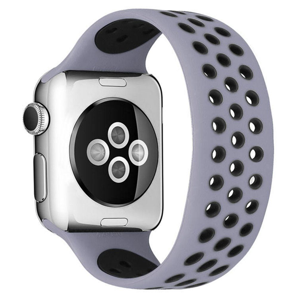 CLZ942 Apple Watch 45mm Ayarlı Delikli Silikon Kordon - Ürün Rengi : Siyah-Siyah