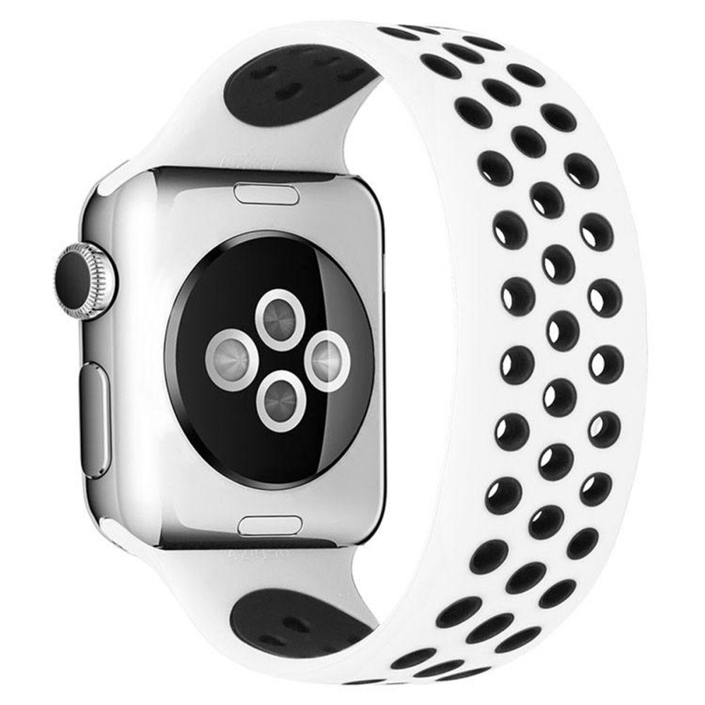 CLZ942 Apple Watch 41mm Ayarlı Delikli Silikon Kordon - Ürün Rengi : Lacivert-Beyaz