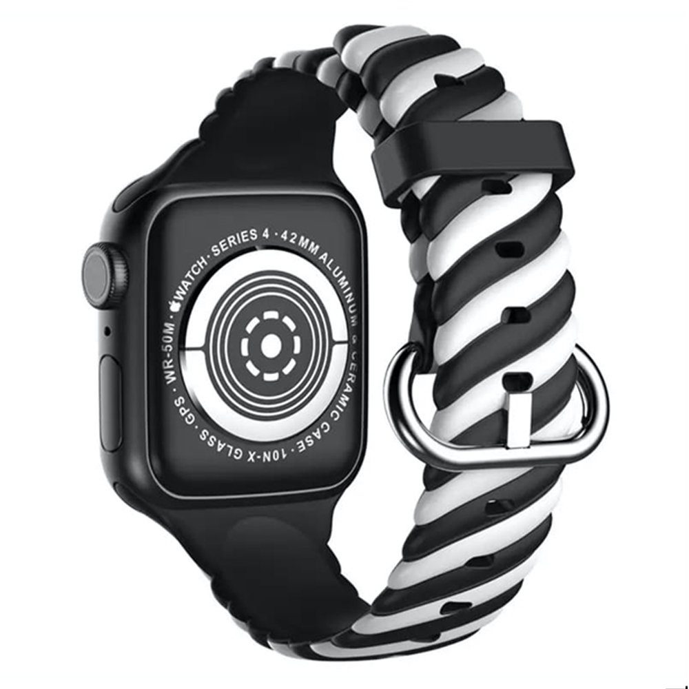 CLZ942 Apple Watch 38mm Çizgili Kordon - Ürün Rengi : Yeşil-Beyaz