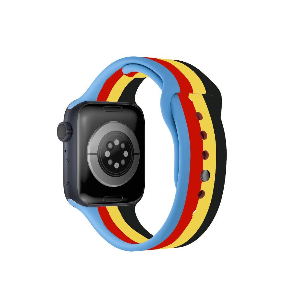 CLZ942 Apple Watch 38mm Gökkuşağı Org Kordon - Ürün Rengi : Siyah-Mavi