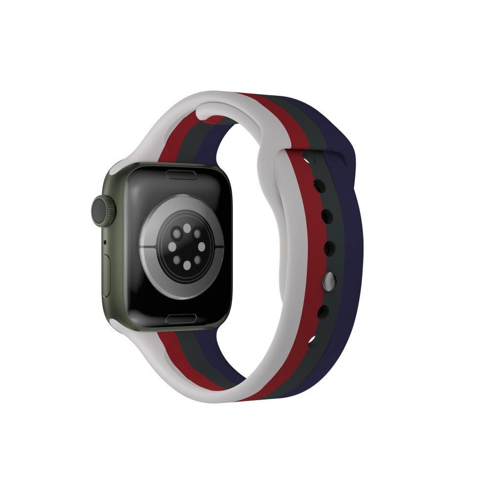 CLZ942 Apple Watch 38mm Gökkuşağı Org Kordon - Ürün Rengi : Kırmızı-Bordo