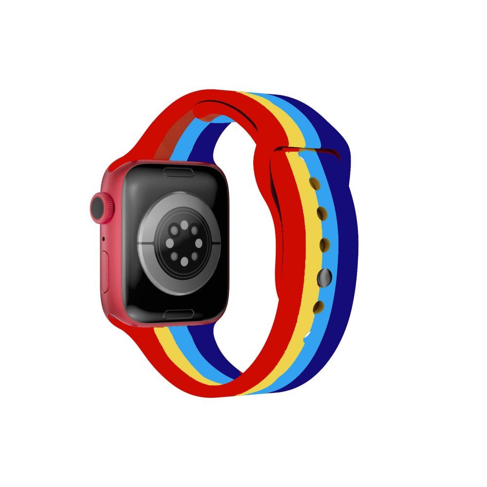 CLZ942 Apple Watch 45mm Gökkuşağı Org Kordon - Ürün Rengi : Kırmızı-Bordo