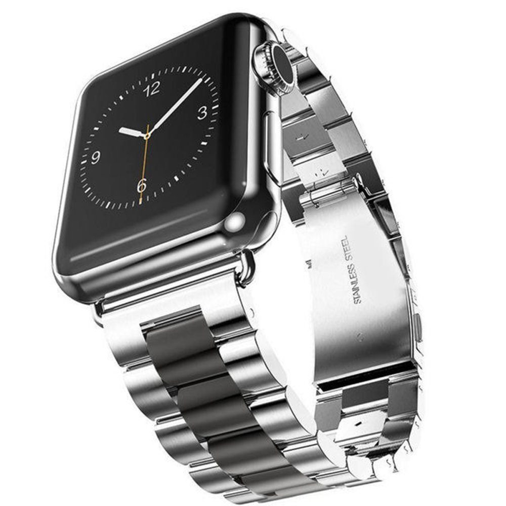 CLZ942 Apple Watch 40mm Metal Baklalı Kordon - Ürün Rengi : Gümüş-Siyah