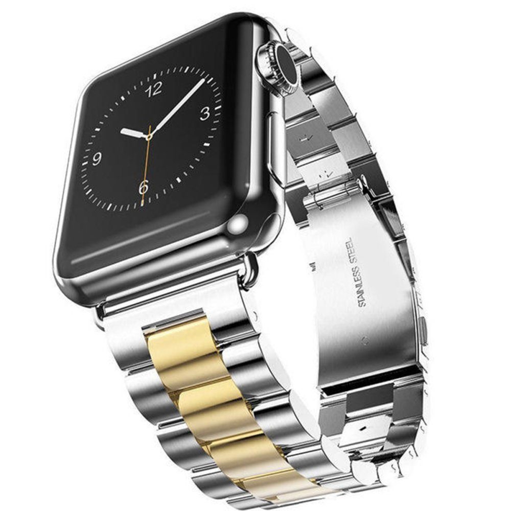 CLZ942 Apple Watch 40mm Metal Baklalı Kordon - Ürün Rengi : Gümüş-Siyah