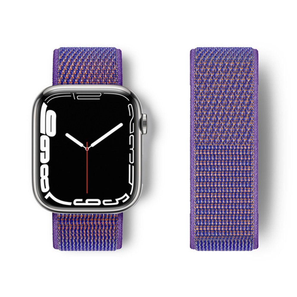 CLZ942 Apple Watch 42mm Hasırlı Cırtcırtlı Kordon - Ürün Rengi : Lila