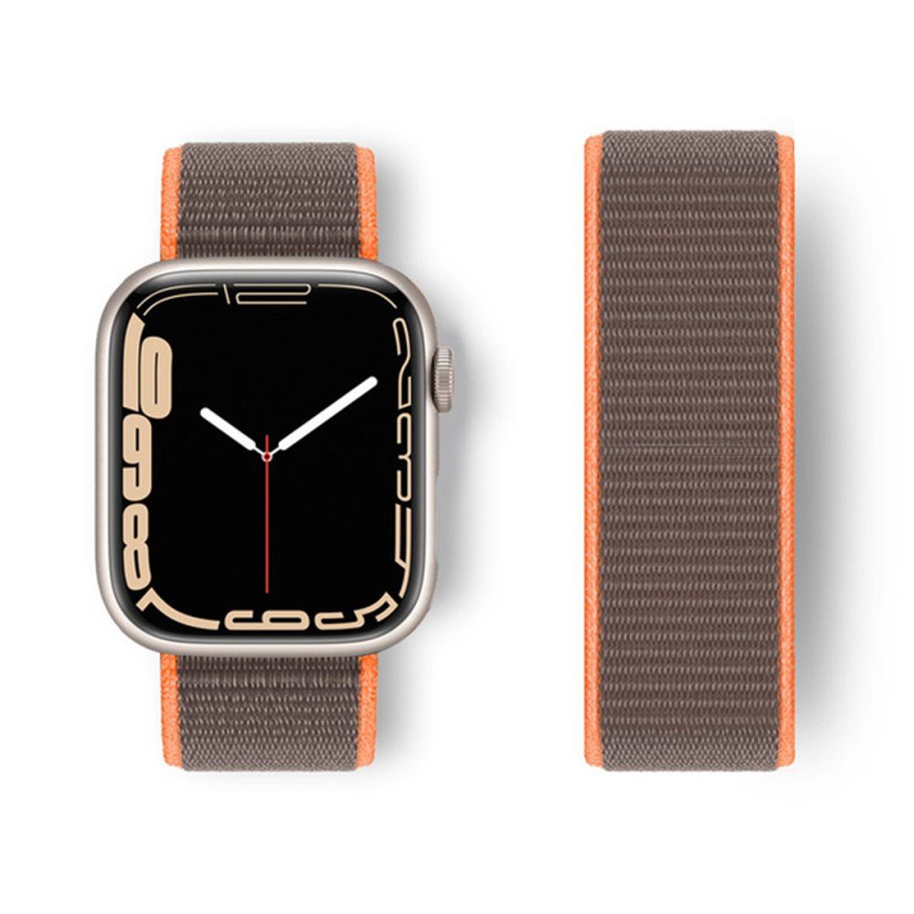 CLZ942 Apple Watch 42mm Hasırlı Cırtcırtlı Kordon - Ürün Rengi : Mavi-Beyaz